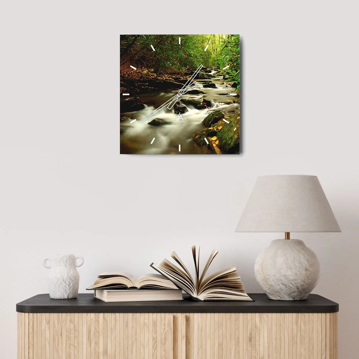 Ceas de perete - Ceas pe sticlă - Ca argintul lichid - 40x40 cm