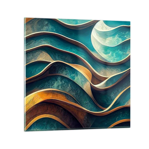 Tablou pe sticlă - Meandre de albastru - 50x50 cm