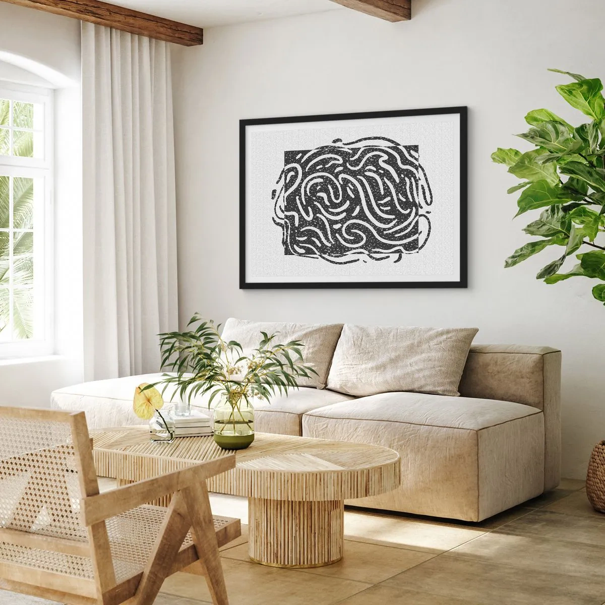 Poster în ramă neagră - Abstracție: dansul bucuriei - 70x50 cm