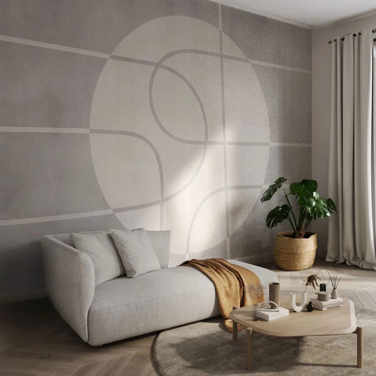 Tapet Standard Eco - Circular și drept înainte - Luminos, Minimalist, roată - 250x175 cm