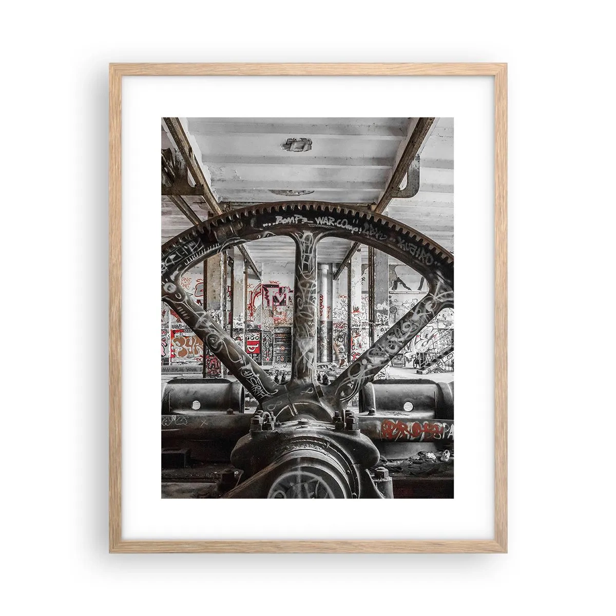 Poster în ramă de stejar deschis - Viața secretă a unei fabrici - 40x50 cm