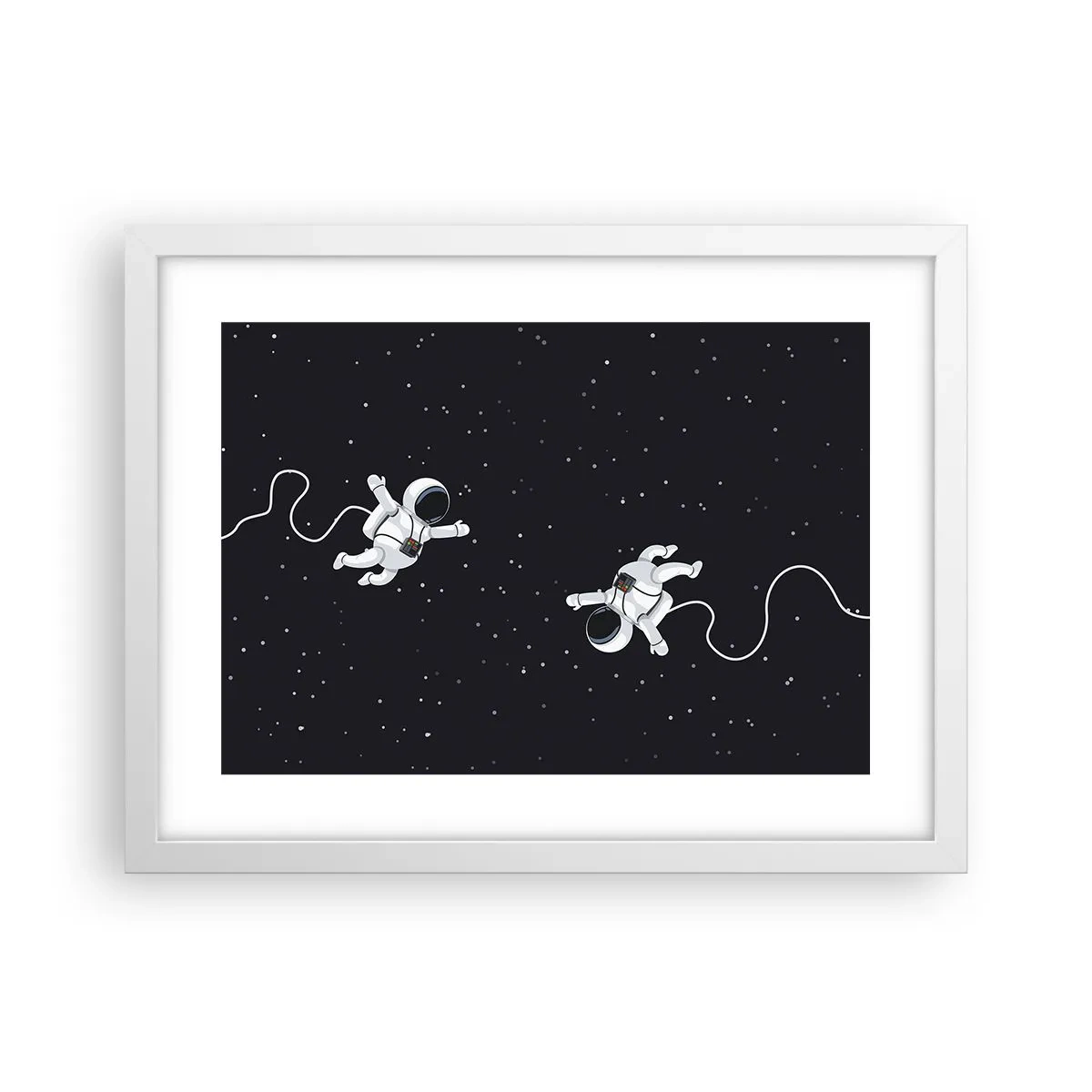 Poster în ramă albă - Dansul spațial - 40x30 cm