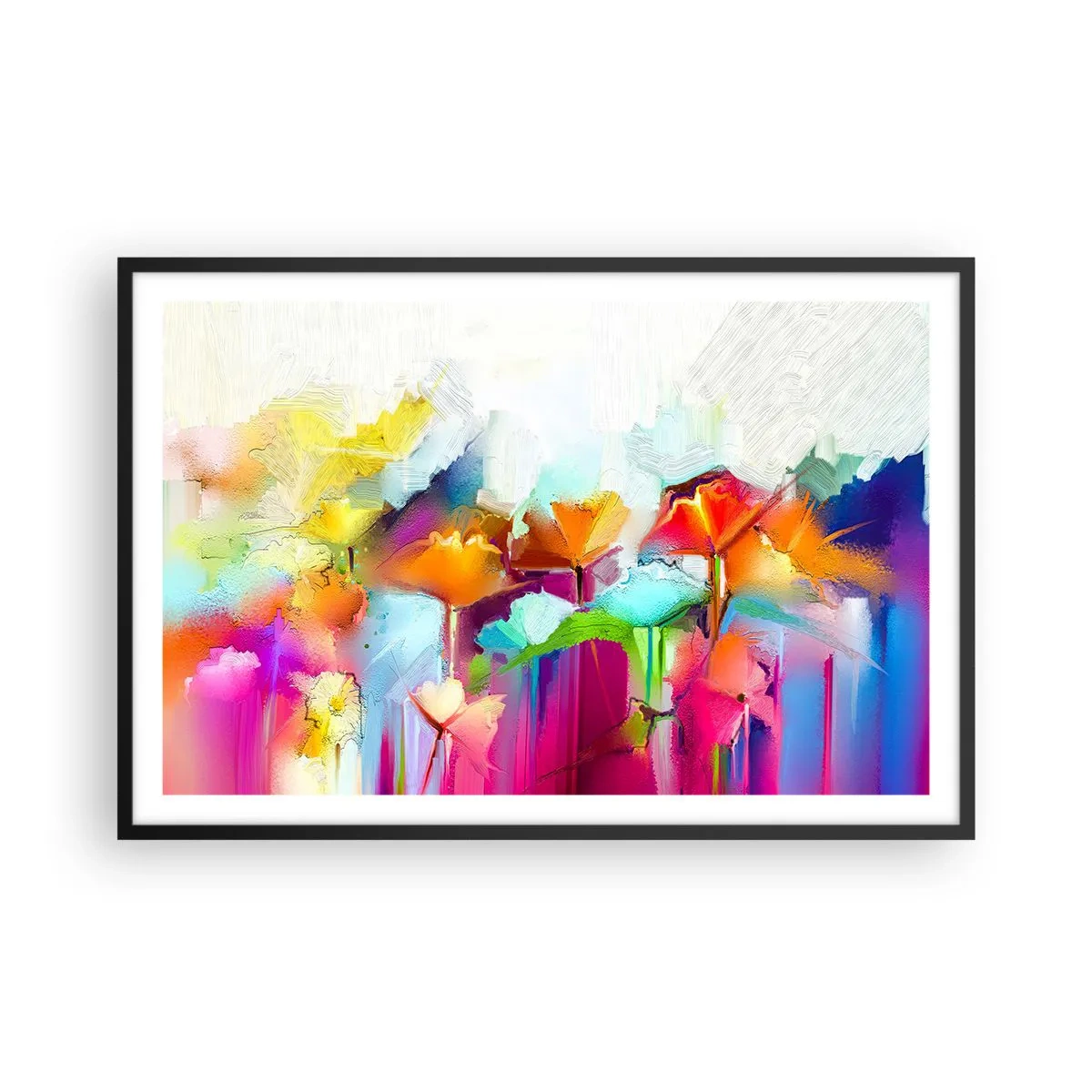 Poster în ramă neagră - Curcubeul înflorit - 91x61 cm