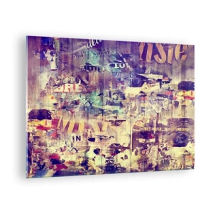 Tablou pe sticlă - Compoziție abstractă cu texturi urbane și graffiti - 70x50cm - Și asta e tot ce va rămâne - Decorațiune modernă pentru perete pentru living și dormitor ARTTOR