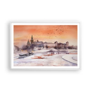 Poster în ramă albă - Apus de soare regal - 91x61 cm