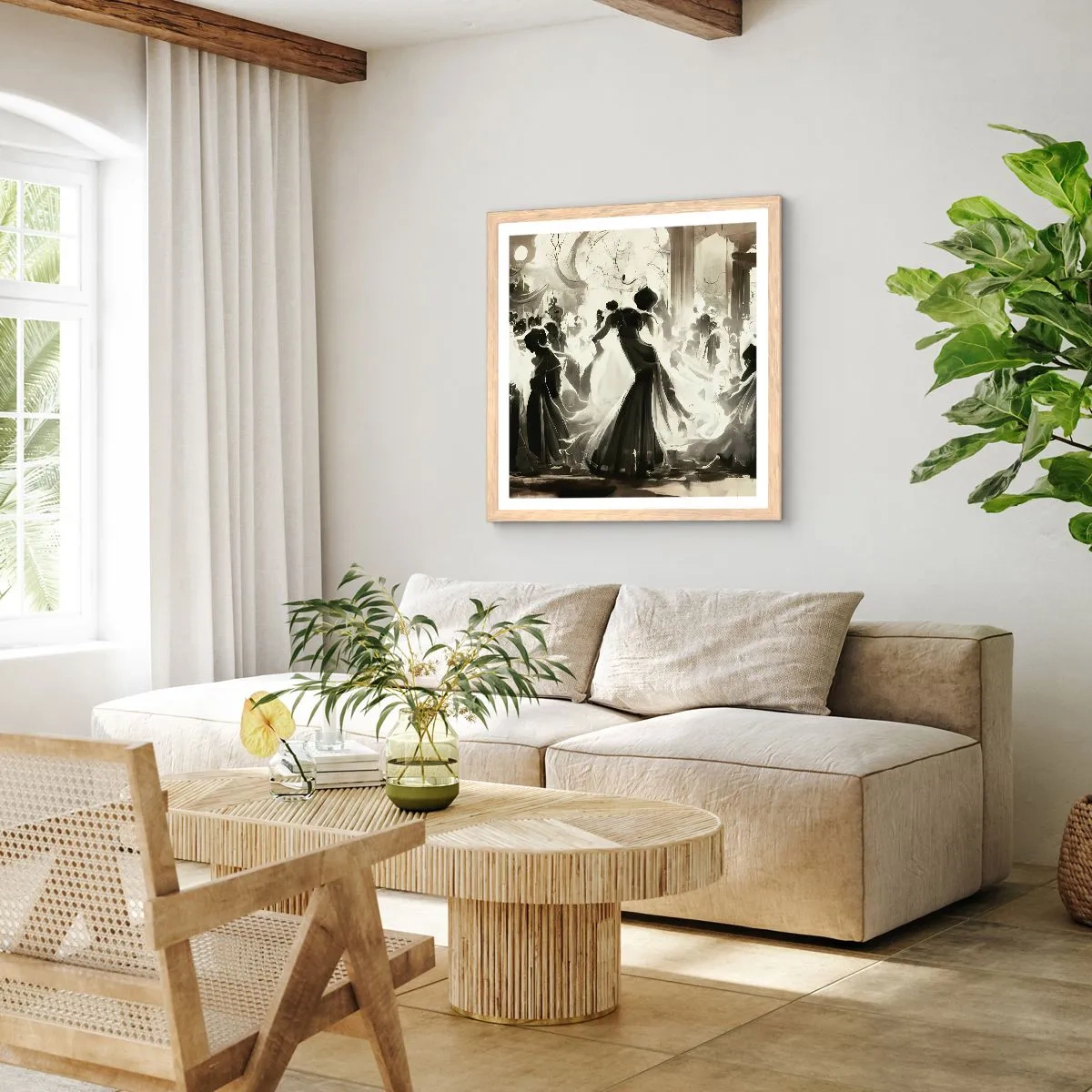 Poster în ramă de stejar deschis - Marea mascaradă - 60x60 cm