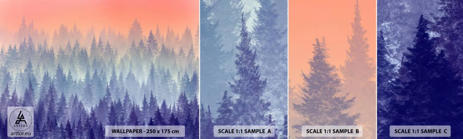 Mostră de Tapet Standard Eco - Sus, mai sus, spre cer - Abstracția, pădure, Bucată - 100x30 cm