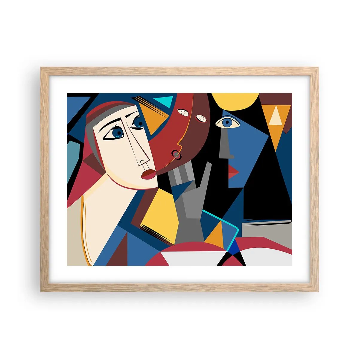 Poster în ramă de stejar deschis - Discuția cubiștilor - 50x40 cm