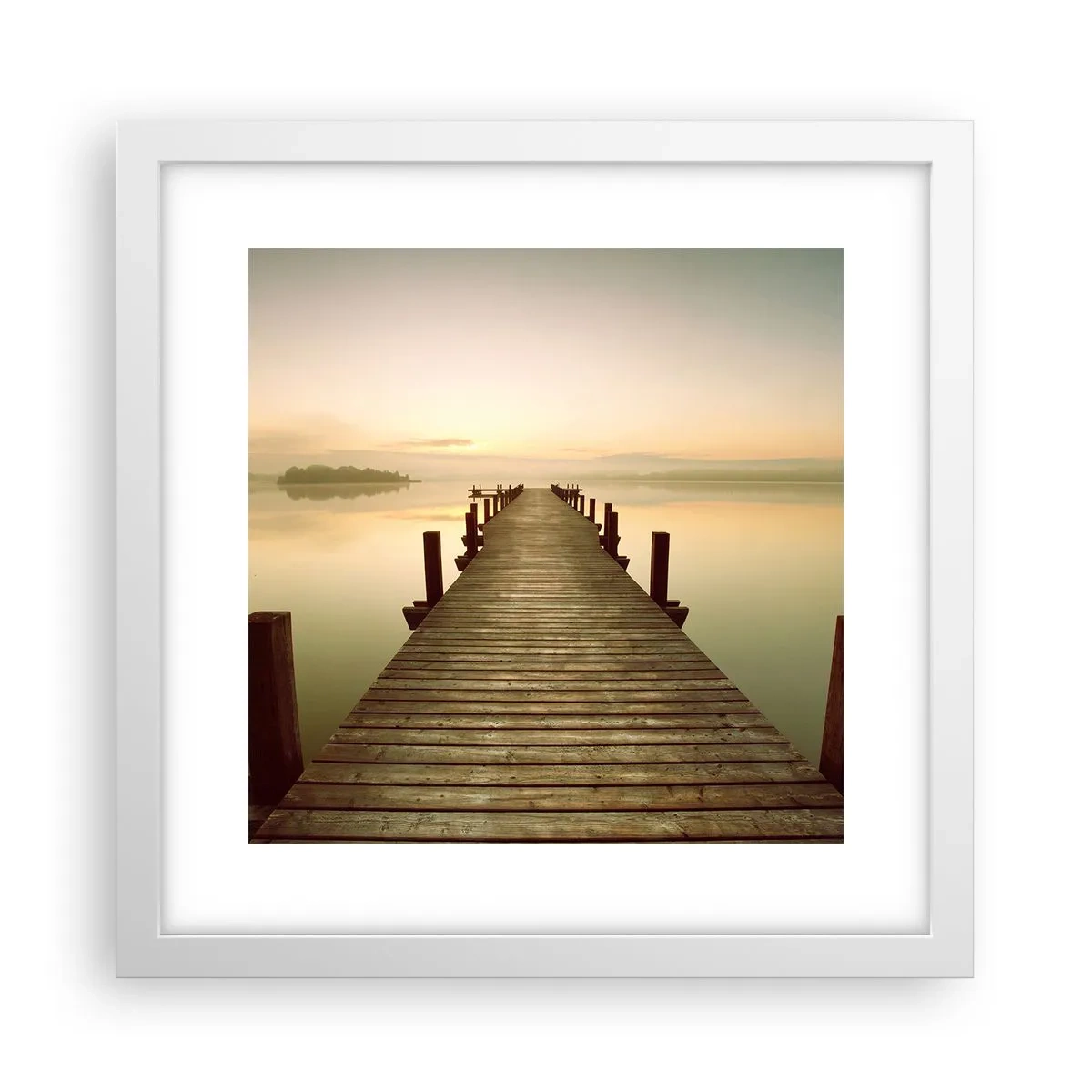 Poster în ramă albă - Înainte de răsărit, zori, lumină - 30x30 cm