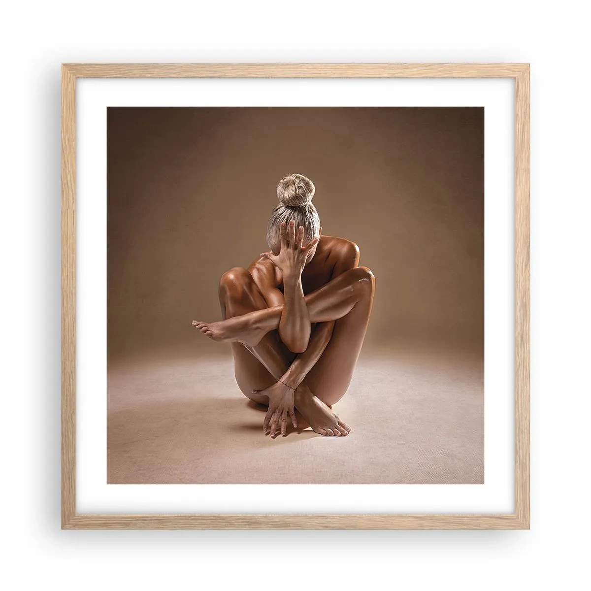 Poster în ramă de stejar deschis - Unitatea trupului și a spiritului - 50x50 cm