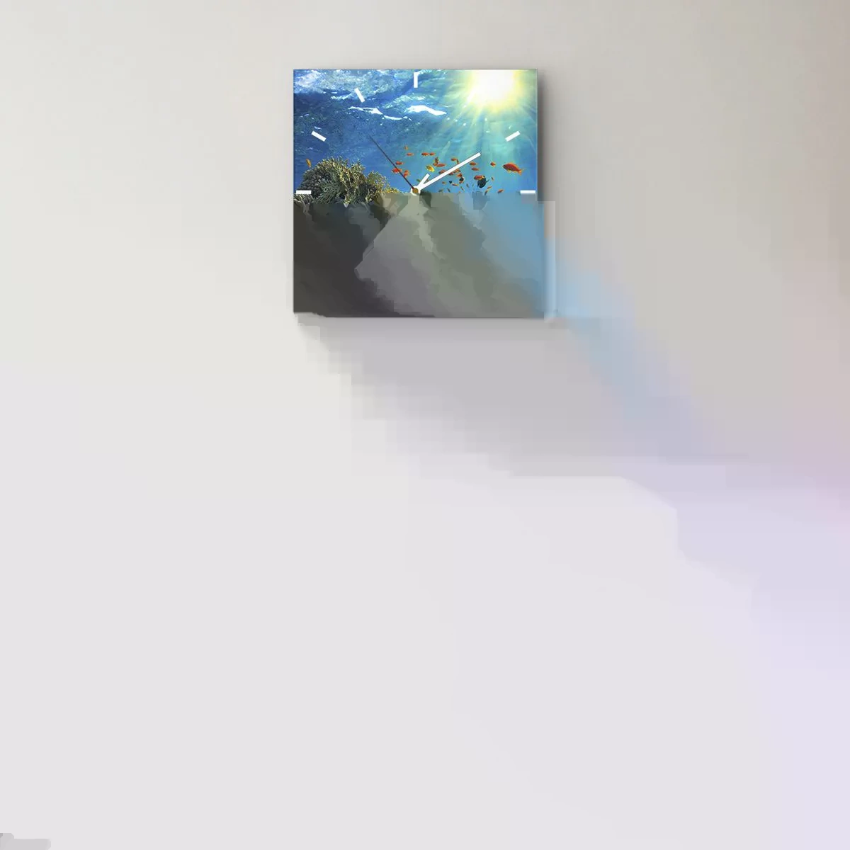 Ceas de perete - Ceas pe sticlă - Comori subacvatice - 40x40 cm