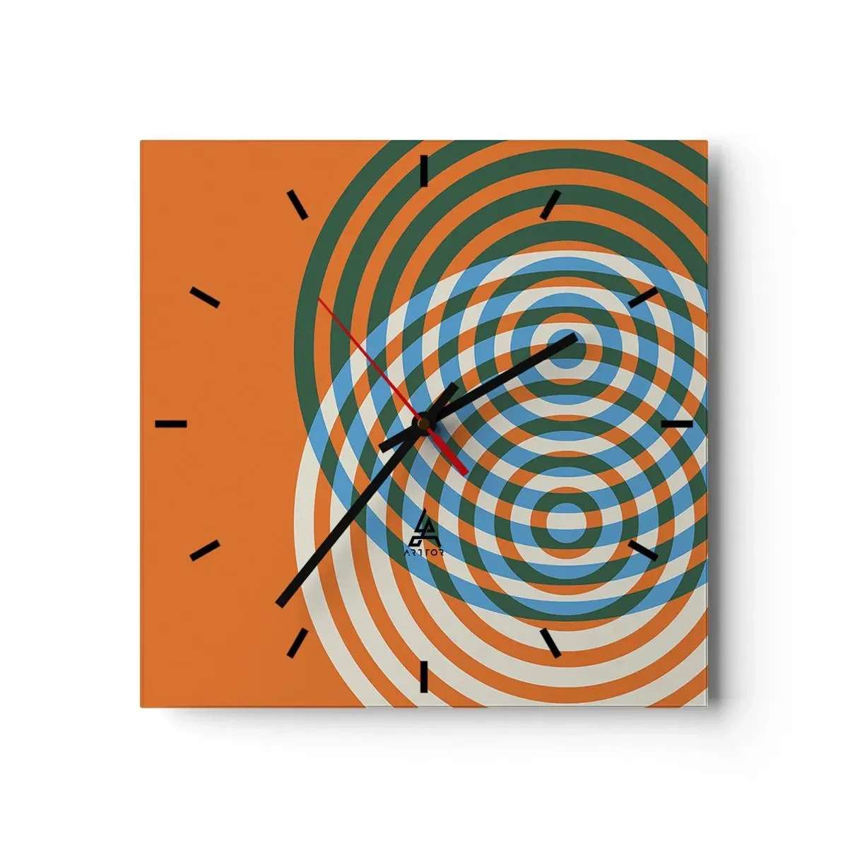 Ceas de perete - Ceas pe sticlă - Variație circulară abstractă - 30x30 cm