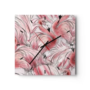 Ceas de perete - Ceas pe sticlă - Corpul de balet al păsărilor - 30x30 cm