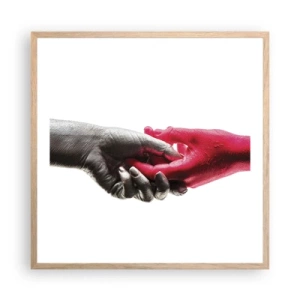 Poster în ramă de stejar deschis - Împreună, deși diferiți - 60x60 cm