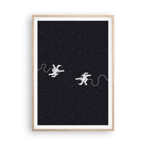 Poster în ramă de stejar deschis - Dansul spațial - 70x100 cm