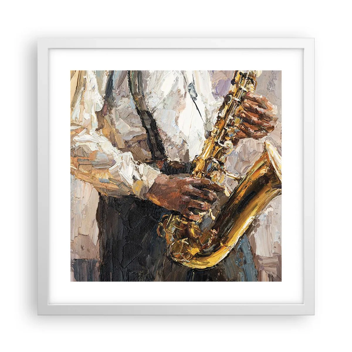 Poster în ramă albă - E timpul pentru a cânta solo - 40x40 cm