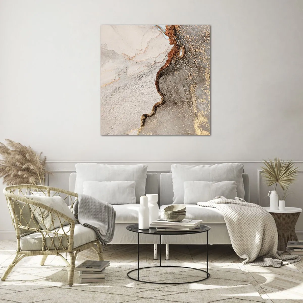 Tablou pe sticlă - La granița culorilor - 40x40 cm