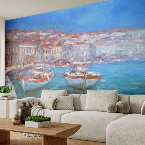 Tapet Premium Sand - Golful italian - Oras port, Arhitectură, Grecia - 450x315 cm