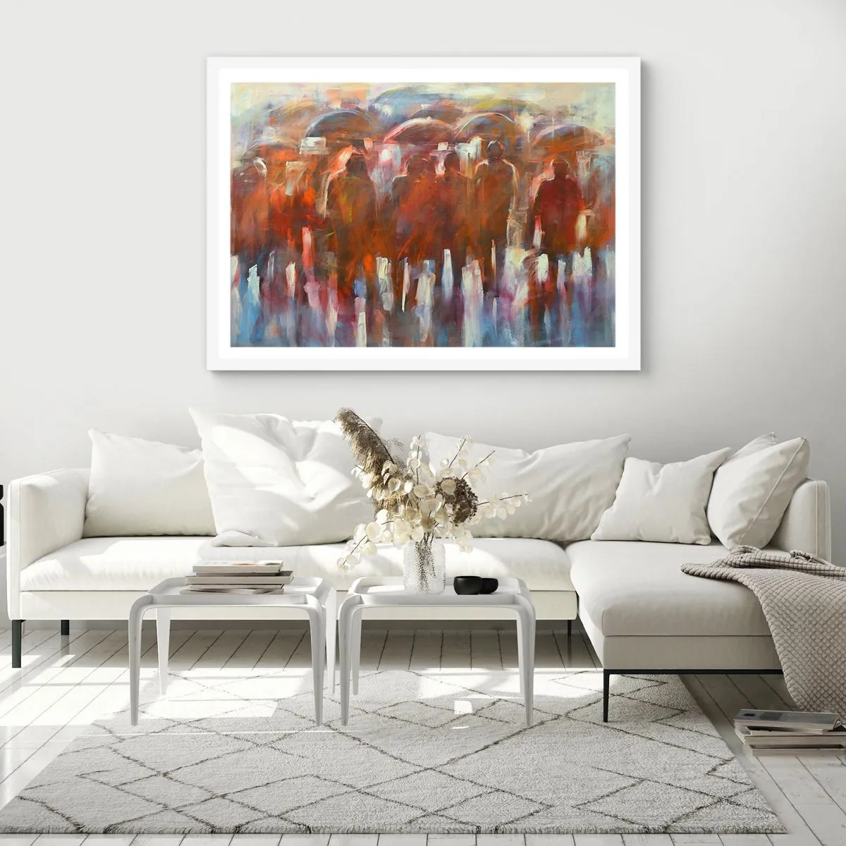 Poster în ramă albă - Egali în ploaie și ceață - 91x61 cm