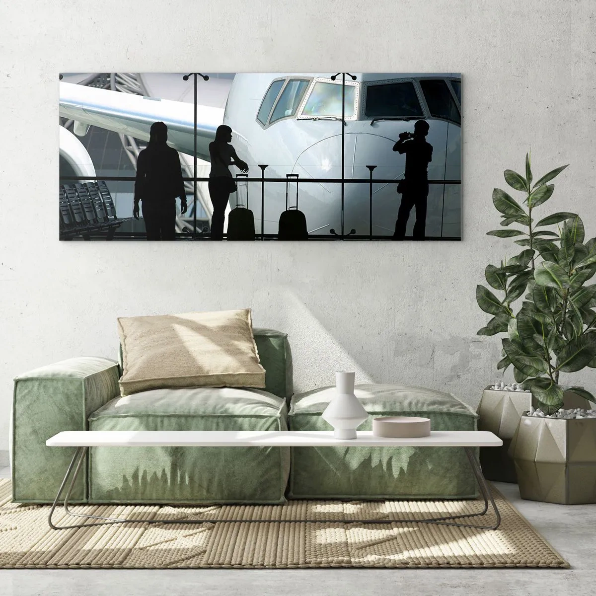Tablou pe sticlă - Vis a vis la aeroport - 120x50 cm