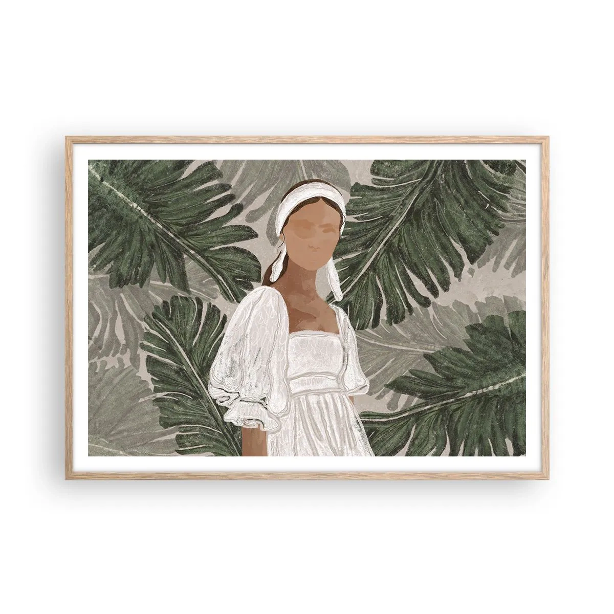 Poster în ramă de stejar deschis - Portret exotic - 100x70 cm