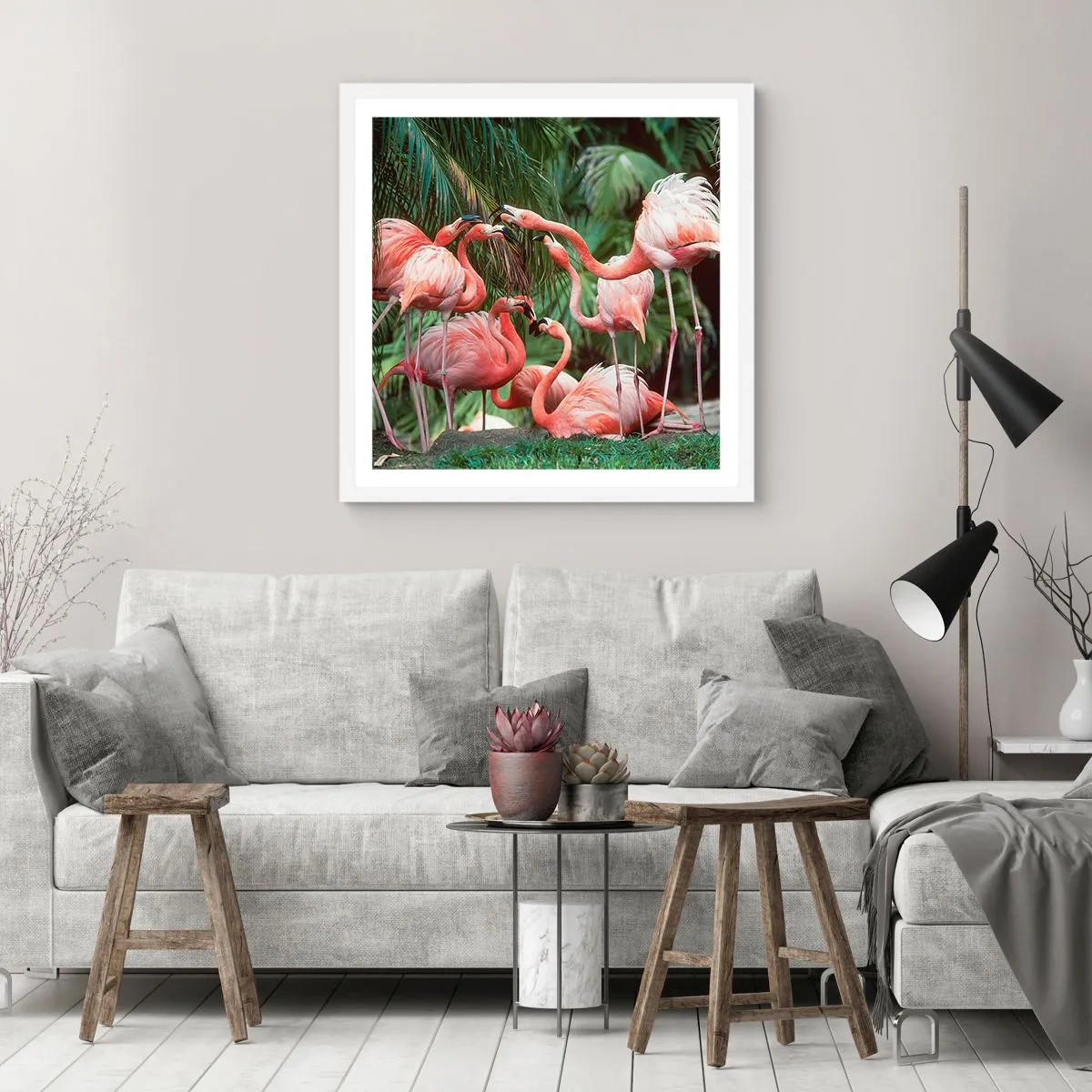 Poster în ramă albă - Bârfa de după-amiază - 30x30 cm