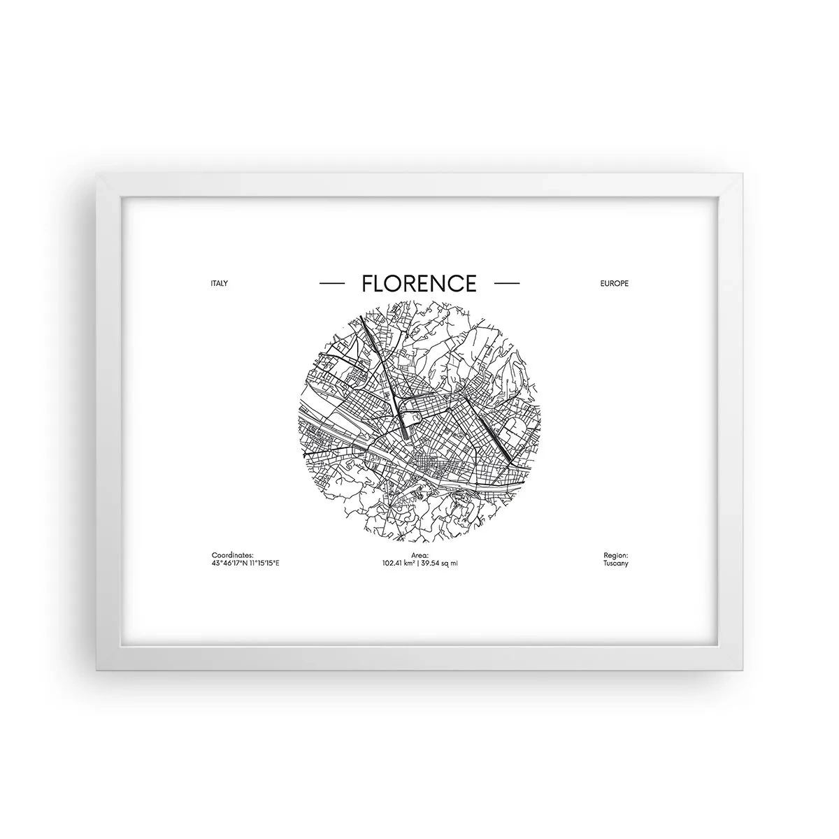 Poster în ramă albă - Anatomia Florenței - 40x30 cm