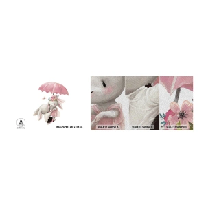 Mostră tapet Premium Sand - Pur și simplu dragoste - Pentru copii, Iepuri, Basm - 100x30 cm