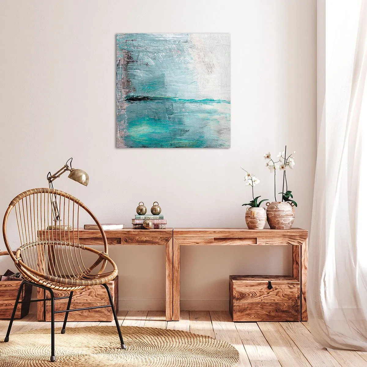 Tablou pe pânză - Orizontal în albastru - 70x70 cm