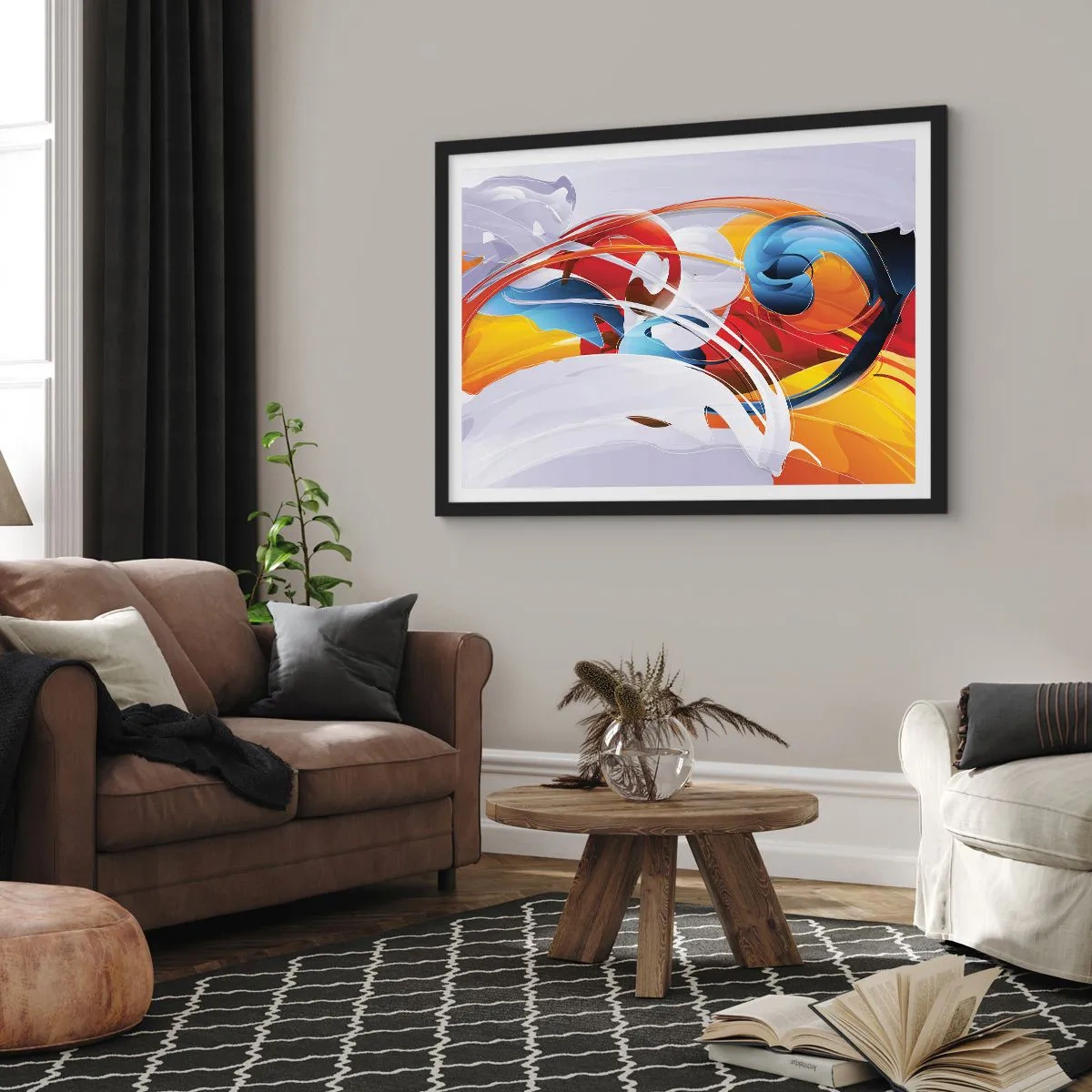 Poster în ramă neagră - Dansul elementelor - 70x50 cm