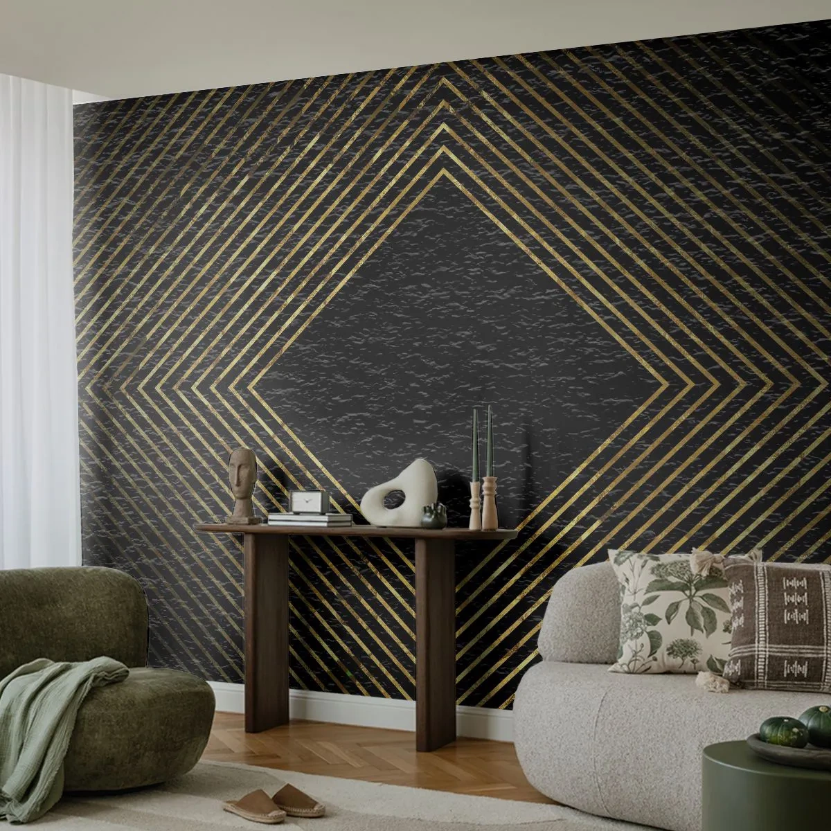Tapet Premium Canvas - Geometrie în stil glamour - Art Deco, Modern, Glamour - 500x350 cm