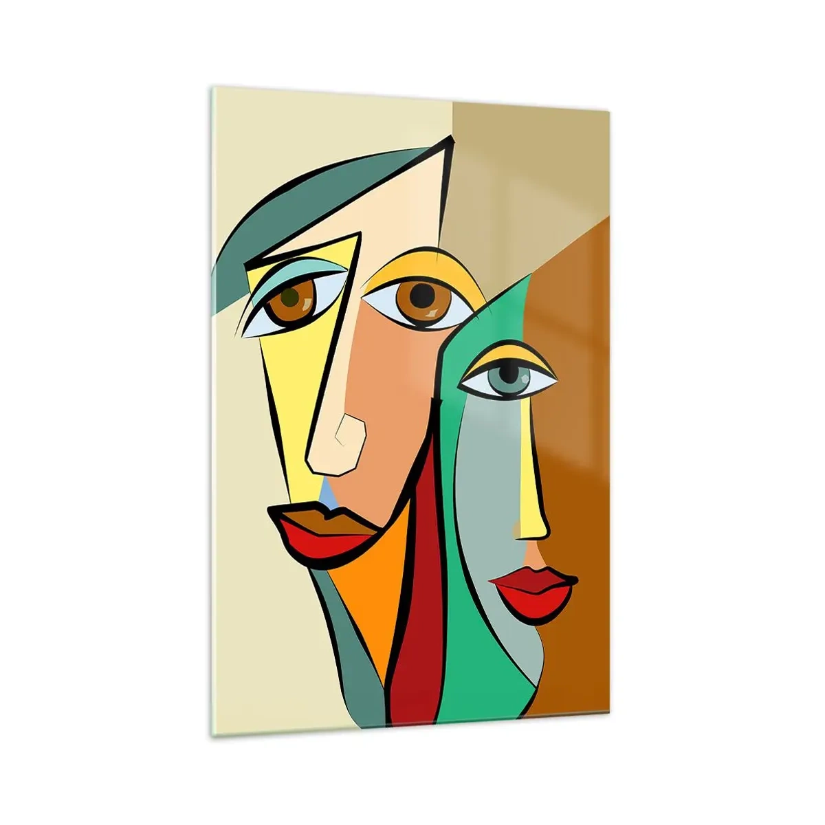 Tablou pe sticlă - Cuplu cubist - 70x100 cm