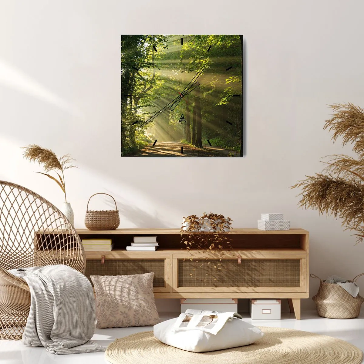 Ceas de perete - Ceas pe sticlă - Moment de pădure - 30x30 cm