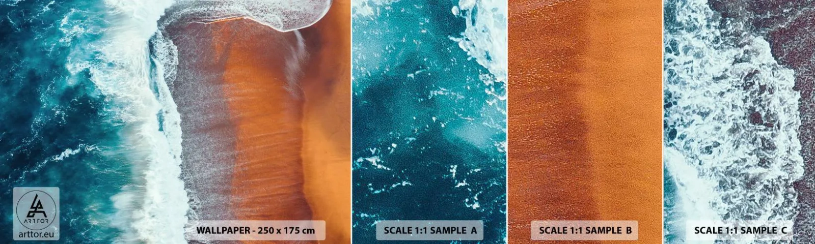 Mostră de Tapet Standard Eco - Atingerea oceanului - plajă, Mare, Apă - 100x30 cm