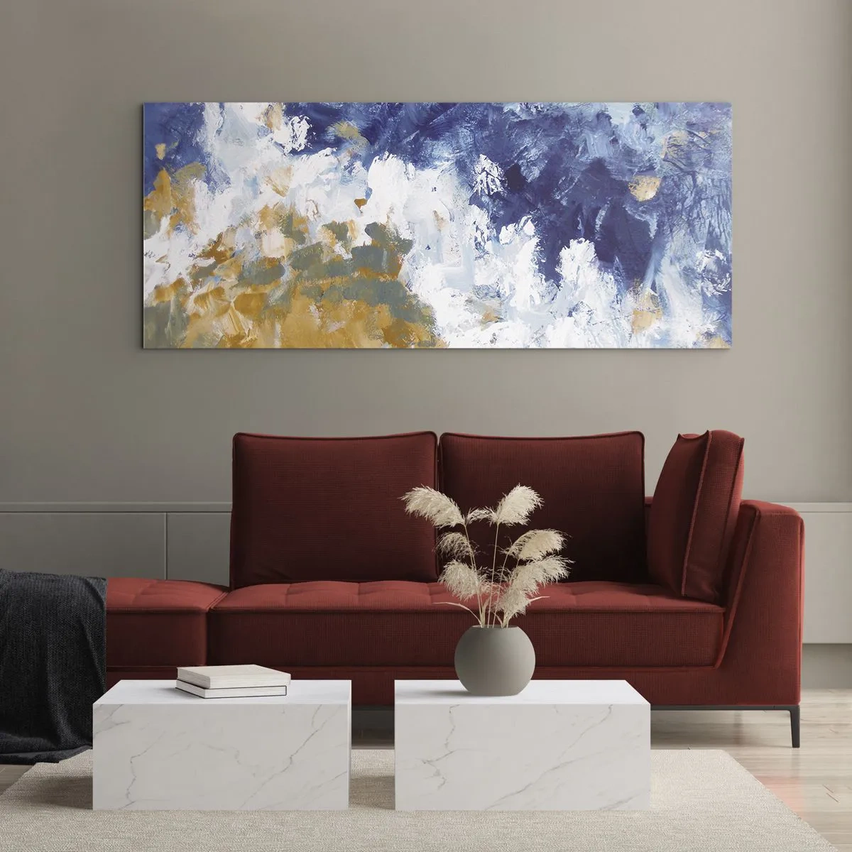 Tablou pe sticlă - Dansul elementelor - 100x40 cm