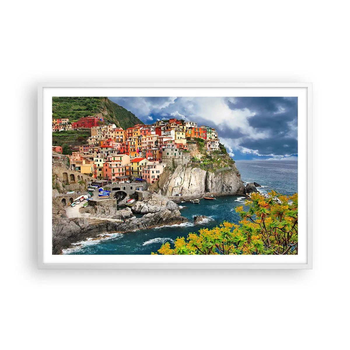Poster în ramă albă - Îmbrățișați de stânci - 91x61 cm