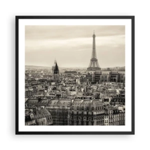 Poster în ramă neagră - Deasupra acoperișurilor Parisului - 60x60 cm