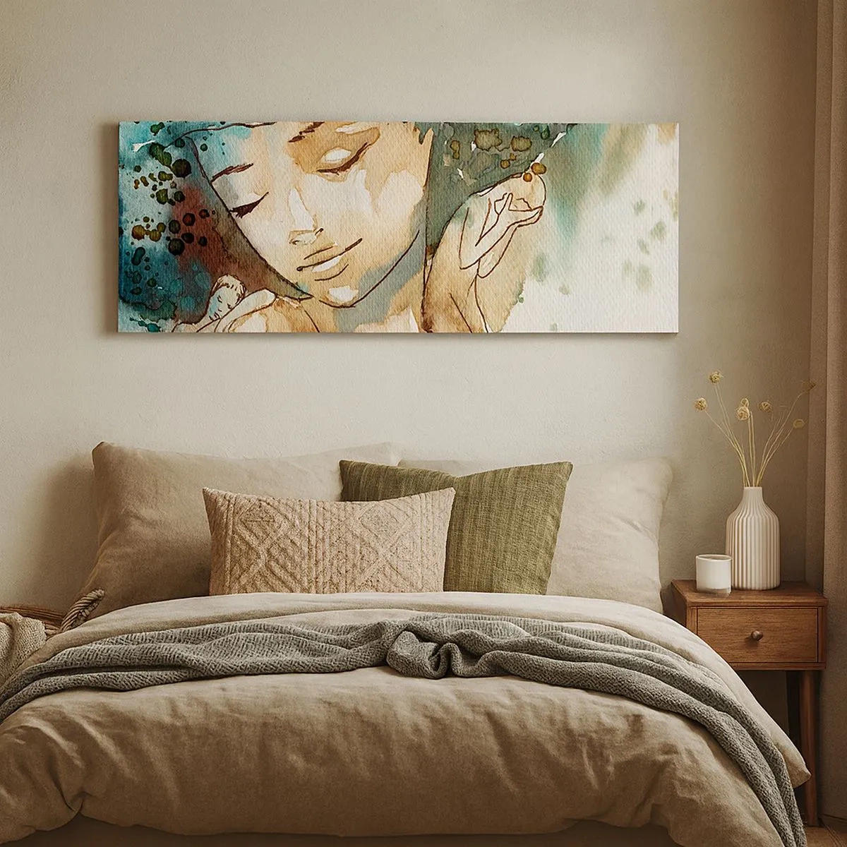 Tablou pe pânză - Lady în albastru - 100x40 cm