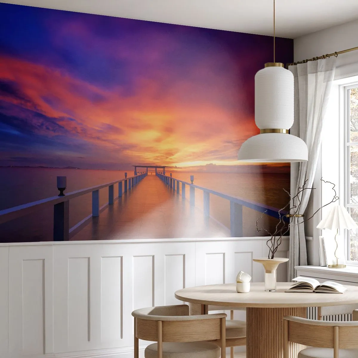 Tapet Premium Sand - Fără sfârșit - Peisaj, dig, Apus de soare - 100x70 cm