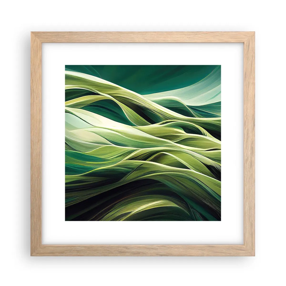 Poster în ramă de stejar deschis - Un joc abstract de verde - 30x30 cm