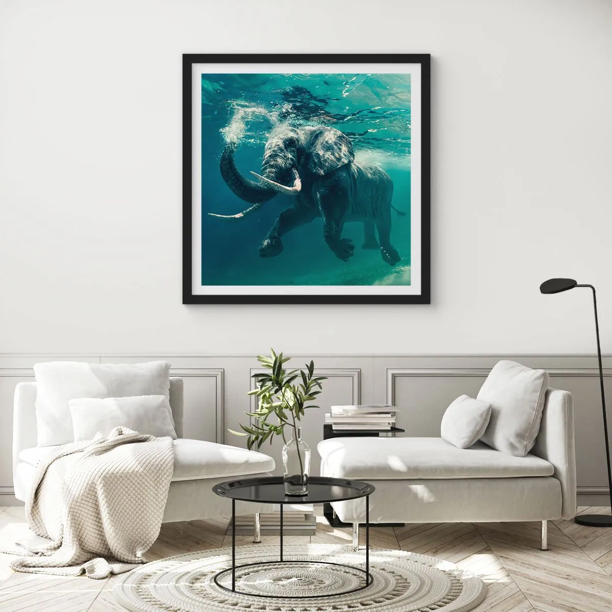 Poster în ramă neagră - Tuturor le place să înoate - 50x50 cm