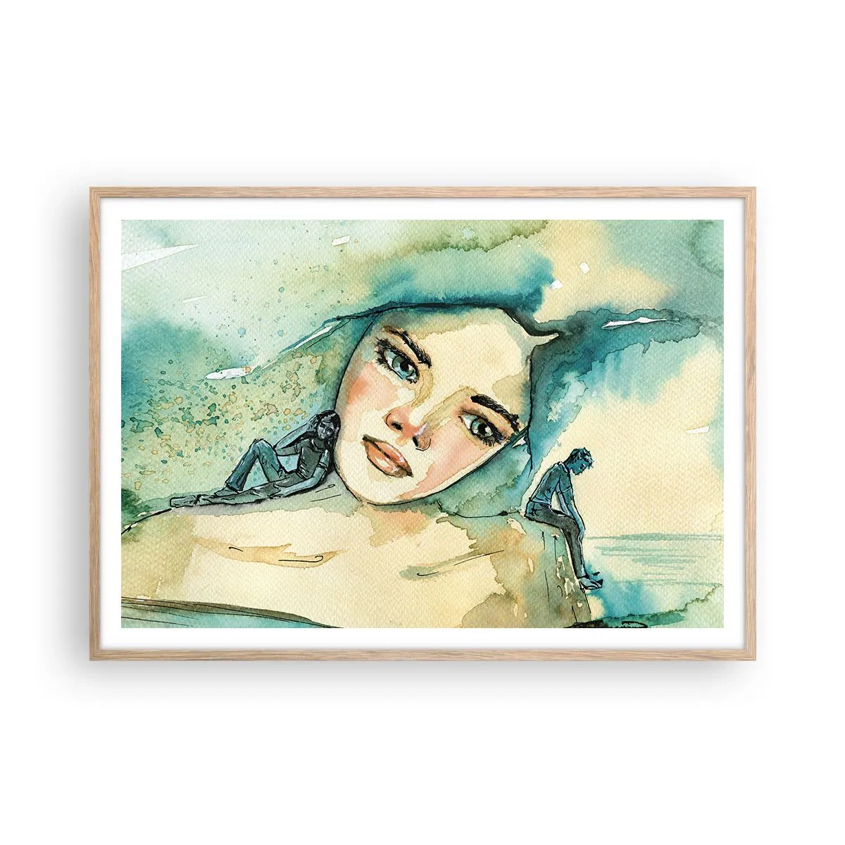 Poster în ramă de stejar deschis - Am I blue? - 100x70 cm