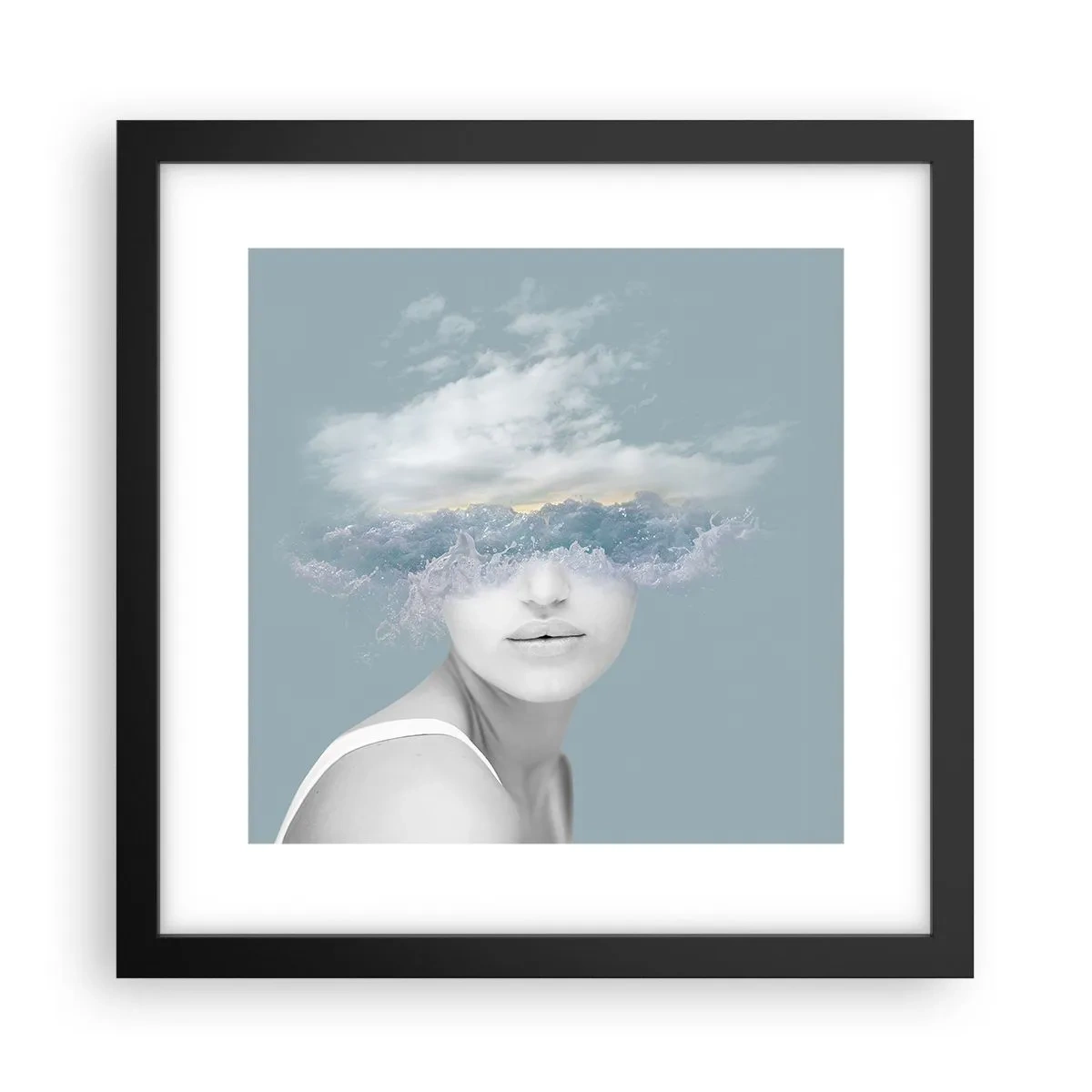 Poster în ramă neagră - Cu capul în nori - 30x30 cm