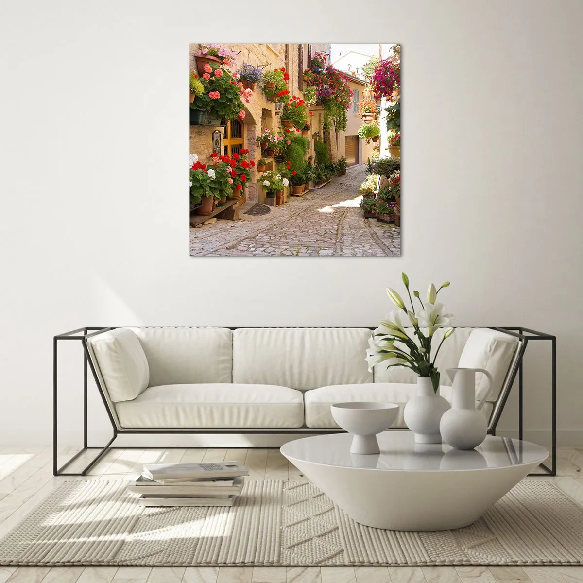 Tablou pe sticlă - Într-un potop de flori - 60x60 cm