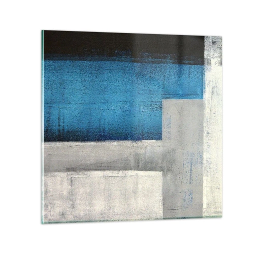 Tablou pe sticlă - Compoziție poetică de gri și albastru - 50x50 cm