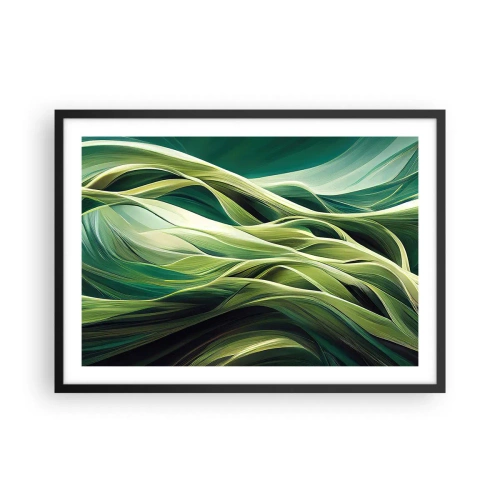 Poster în ramă neagră - Un joc abstract de verde - 70x50 cm
