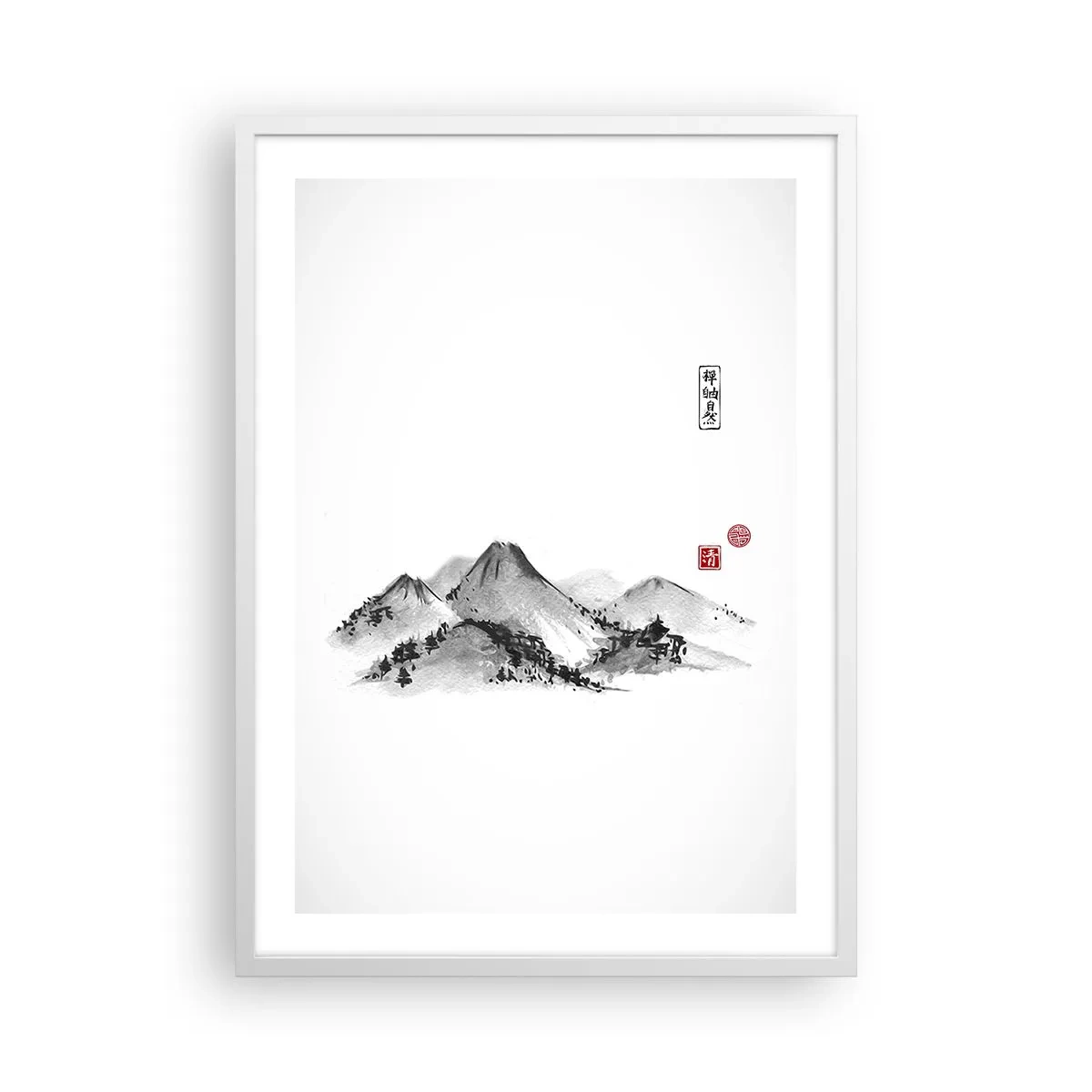 Poster în ramă albă - Dincolo de dealuri - 50x70 cm