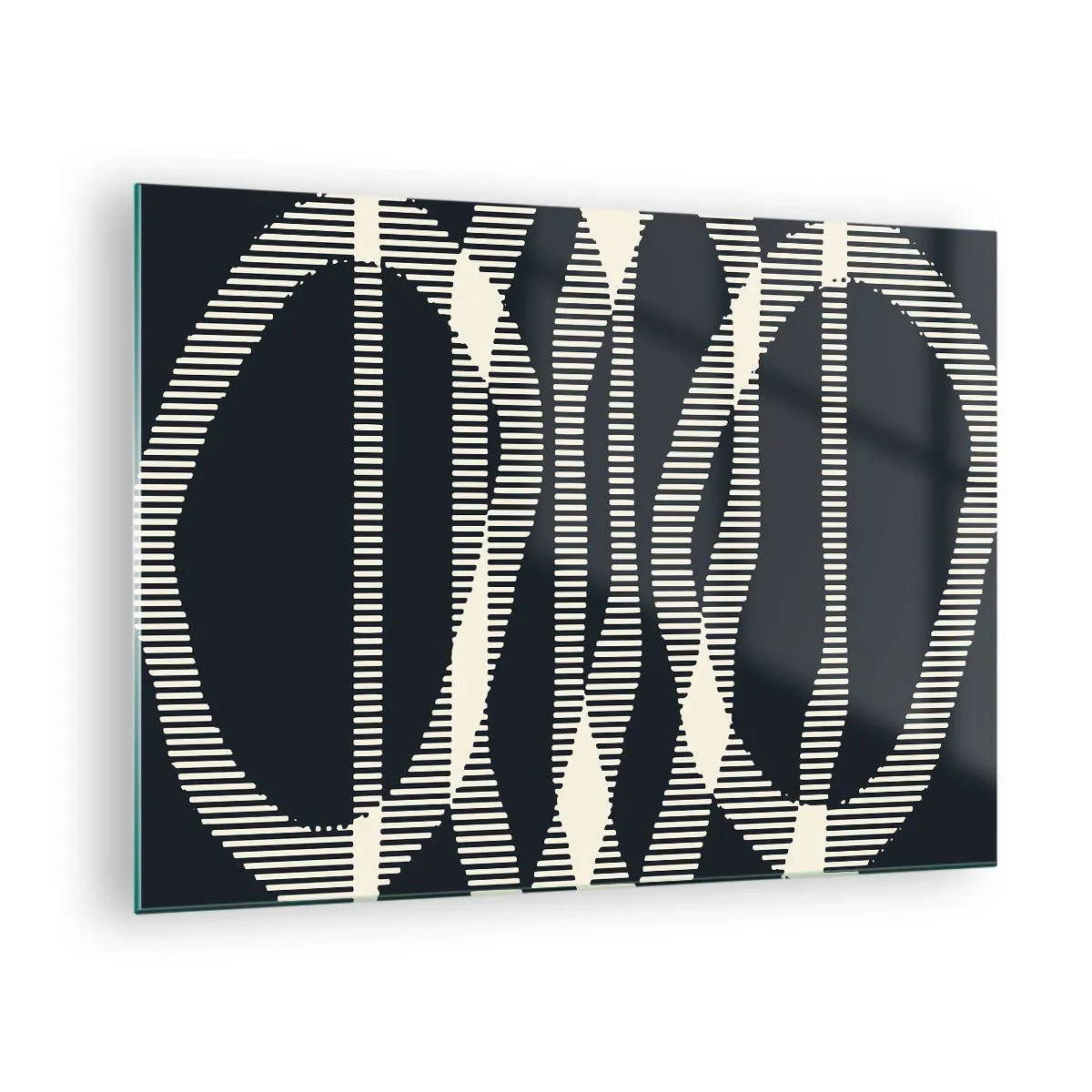 Tablou pe sticlă - Linii geometrice în nuanțe de negru și bej - 70x50cm - Încercare de străpungere a întunericului - Decorațiune modernă pentru perete pentru living și dormitor ARTTOR