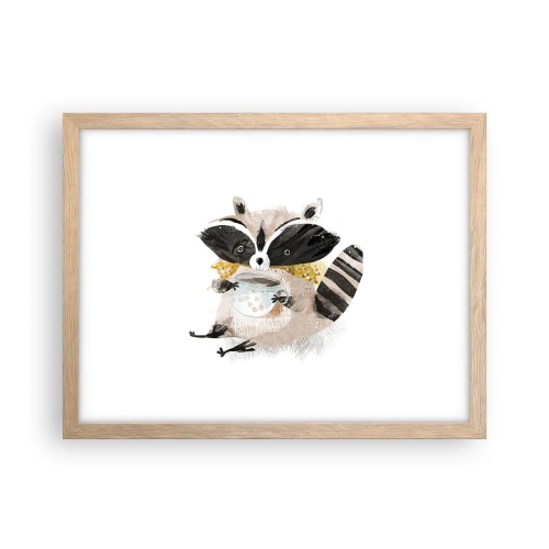 Poster în ramă de stejar deschis - Prietenul meu ratonul - 40x30 cm