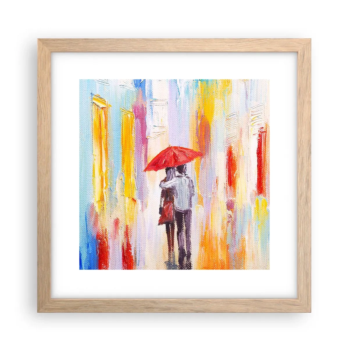 Poster în ramă de stejar deschis - Să plouă în continuare - 30x30 cm